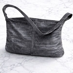 Vintage Women’s Distressed Leather Shoulder Bag - Gray